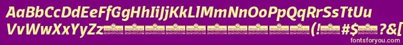 DomotikaBoldItalicTrial-fontti – keltaiset fontit violetilla taustalla