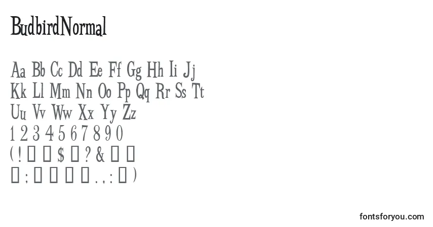 A fonte BudbirdNormal – alfabeto, números, caracteres especiais