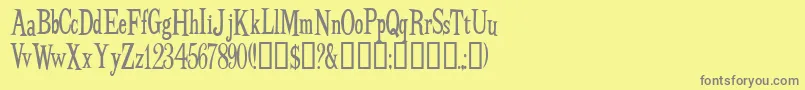 BudbirdNormal-fontti – harmaat kirjasimet keltaisella taustalla