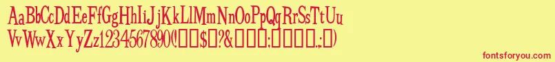 BudbirdNormal Font – Red Fonts on Yellow Background