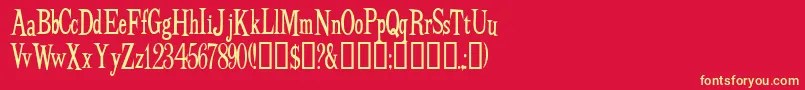 BudbirdNormal-fontti – keltaiset fontit punaisella taustalla
