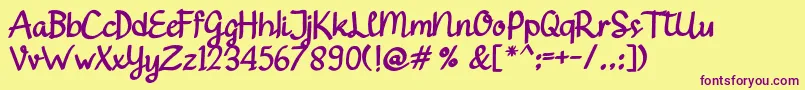 Gendhist Font – Purple Fonts on Yellow Background