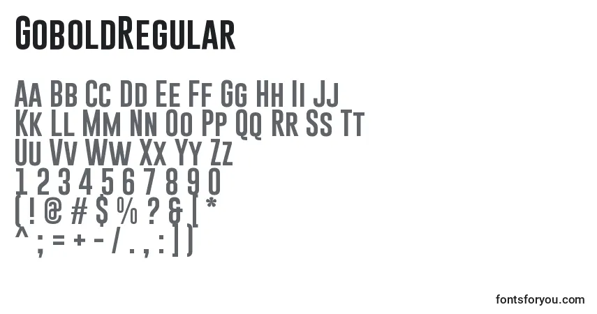 A fonte GoboldRegular – alfabeto, números, caracteres especiais