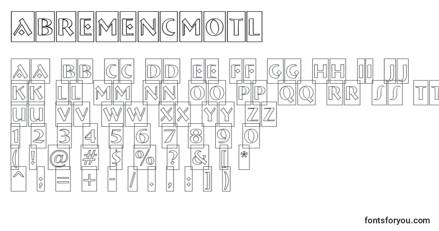 ABremencmotlフォント–アルファベット、数字、特殊文字