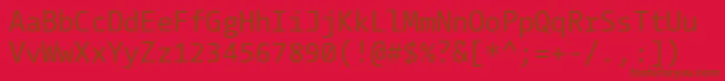 CamingocodeRegular-Schriftart – Braune Schriften auf rotem Hintergrund