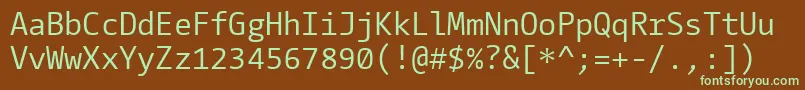Fonte CamingocodeRegular – fontes verdes em um fundo marrom
