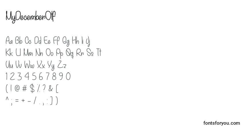 Schriftart MyDecemberOtf – Alphabet, Zahlen, spezielle Symbole