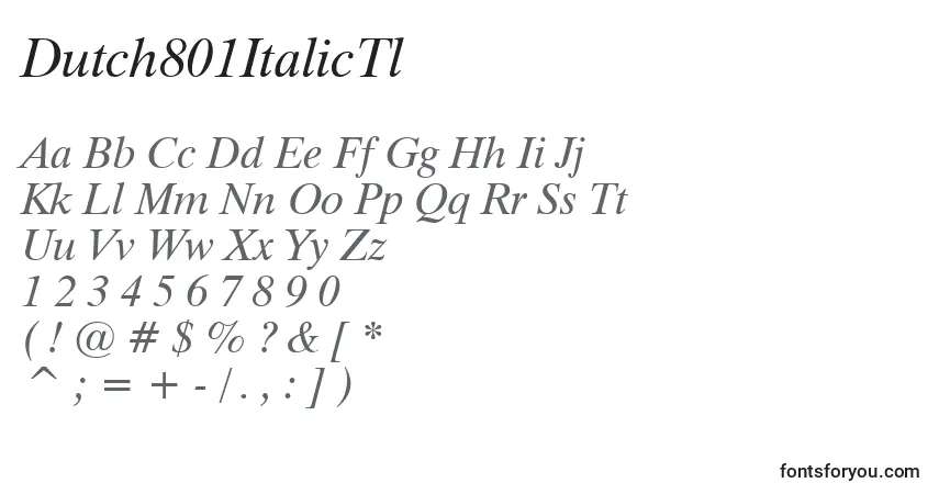 Шрифт Dutch801ItalicTl – алфавит, цифры, специальные символы