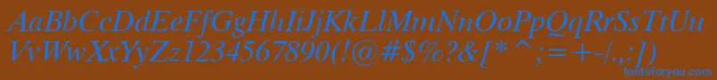 Dutch801ItalicTl Font – Blue Fonts on Brown Background