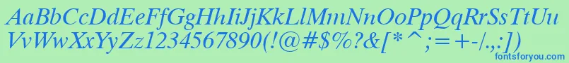 フォントDutch801ItalicTl – 青い文字は緑の背景です。