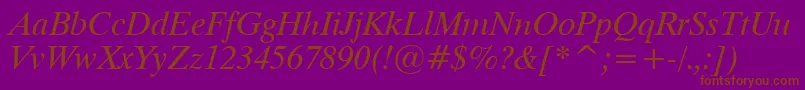 Dutch801ItalicTl-Schriftart – Braune Schriften auf violettem Hintergrund