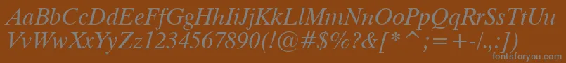 Dutch801ItalicTl Font – Gray Fonts on Brown Background