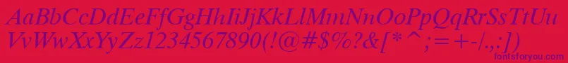 Dutch801ItalicTl Font – Purple Fonts on Red Background
