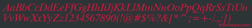 フォントDutch801ItalicTl – 黒い背景に赤い文字