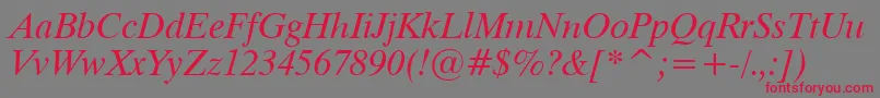 Dutch801ItalicTl Font – Red Fonts on Gray Background