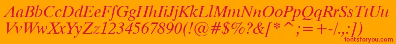 フォントDutch801ItalicTl – オレンジの背景に赤い文字