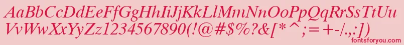 フォントDutch801ItalicTl – ピンクの背景に赤い文字