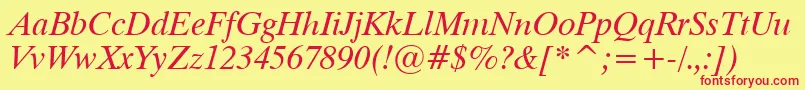 Dutch801ItalicTl Font – Red Fonts on Yellow Background