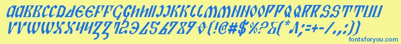 PiperPieCondItalic Font – Blue Fonts on Yellow Background