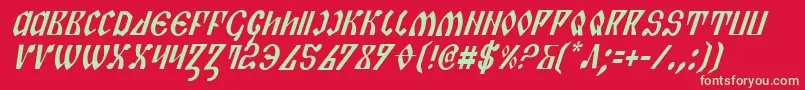 フォントPiperPieCondItalic – 赤い背景に緑の文字