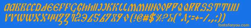 Шрифт PiperPieCondItalic – оранжевые шрифты на синем фоне