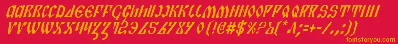 フォントPiperPieCondItalic – 赤い背景にオレンジの文字