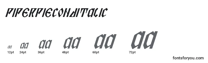 Размеры шрифта PiperPieCondItalic