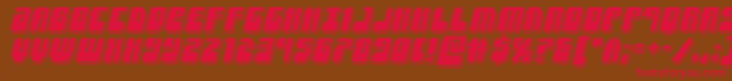 Forcemajeurepunchital-Schriftart – Rote Schriften auf braunem Hintergrund