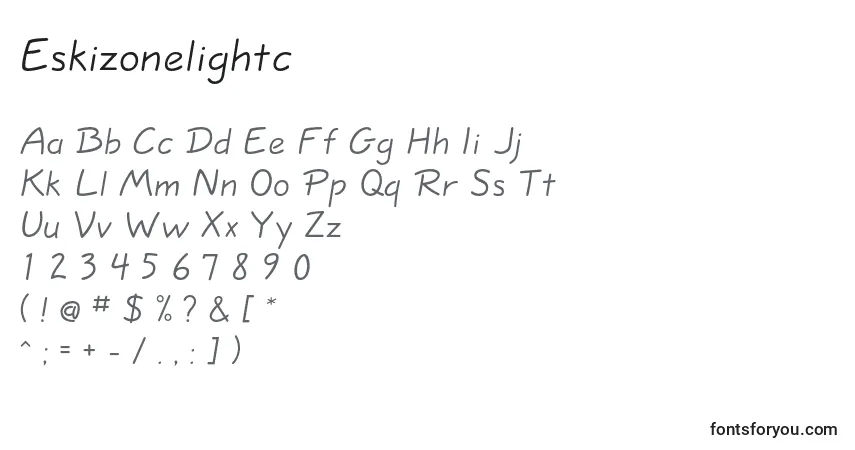 A fonte Eskizonelightc – alfabeto, números, caracteres especiais