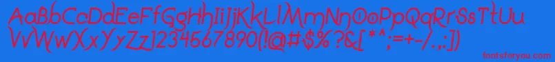 DrakoheartLeiendBoldItalic-Schriftart – Rote Schriften auf blauem Hintergrund
