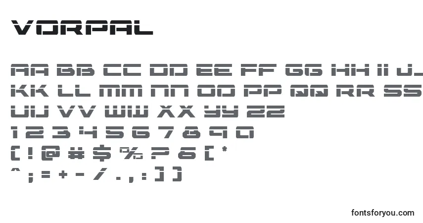Schriftart Vorpal – Alphabet, Zahlen, spezielle Symbole