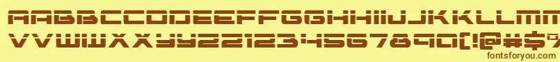 フォントVorpal – 茶色の文字が黄色の背景にあります。