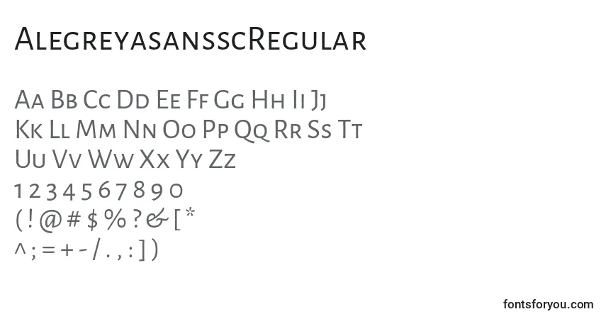AlegreyasansscRegular font – alphabet, numbers, special characters