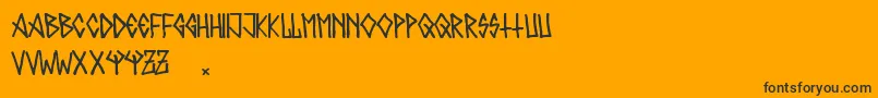 Metalero80-Schriftart – Schwarze Schriften auf orangefarbenem Hintergrund