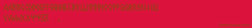 Metalero80-Schriftart – Braune Schriften auf rotem Hintergrund