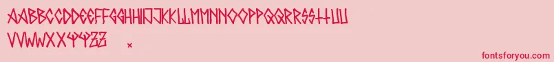 Metalero80-Schriftart – Rote Schriften auf rosa Hintergrund
