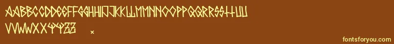 Metalero80-Schriftart – Gelbe Schriften auf braunem Hintergrund