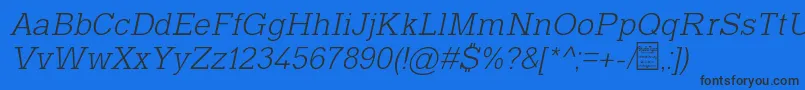 TyposlabLightItalicDemo Font – Black Fonts on Blue Background
