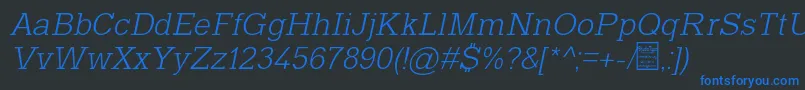 TyposlabLightItalicDemo Font – Blue Fonts on Black Background
