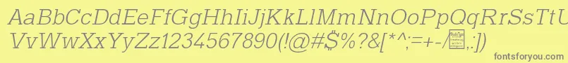 TyposlabLightItalicDemo-Schriftart – Graue Schriften auf gelbem Hintergrund