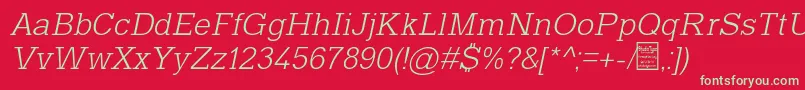 TyposlabLightItalicDemo Font – Green Fonts on Red Background