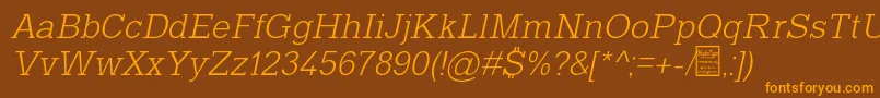 TyposlabLightItalicDemo-Schriftart – Orangefarbene Schriften auf braunem Hintergrund