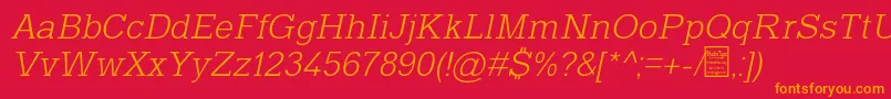 TyposlabLightItalicDemo Font – Orange Fonts on Red Background