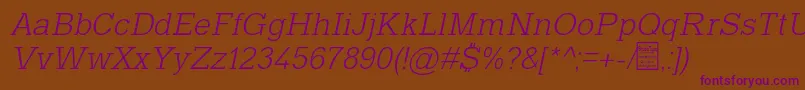 TyposlabLightItalicDemo Font – Purple Fonts on Brown Background