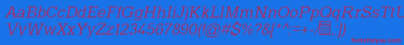 フォントTyposlabLightItalicDemo – 赤い文字の青い背景