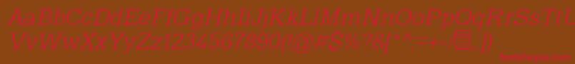 TyposlabLightItalicDemo Font – Red Fonts on Brown Background