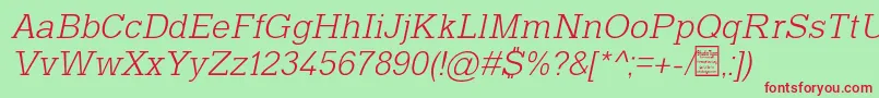 TyposlabLightItalicDemo Font – Red Fonts on Green Background