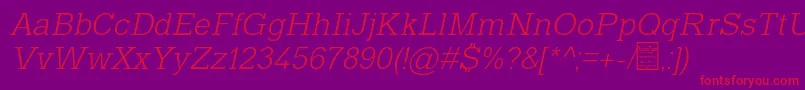 TyposlabLightItalicDemo Font – Red Fonts on Purple Background