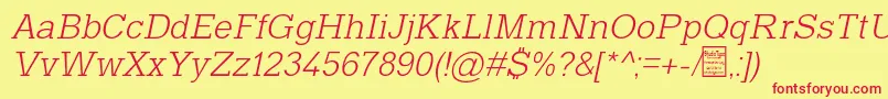 TyposlabLightItalicDemo Font – Red Fonts on Yellow Background
