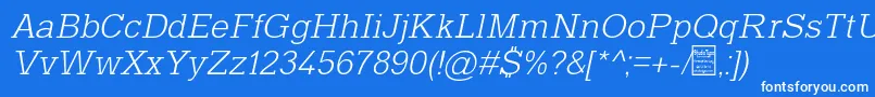 TyposlabLightItalicDemo Font – White Fonts on Blue Background